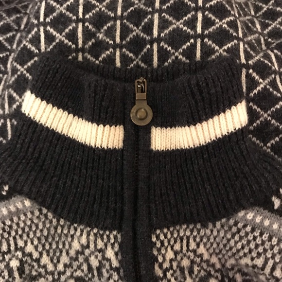WINDFJORD SWEATER Black White 3/4 Zip 100% Pure New Wool size Large - Picture 9 of 16
